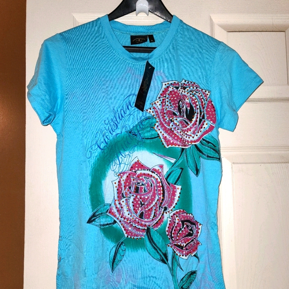 Turquoise Floral Graphic Women's Tee